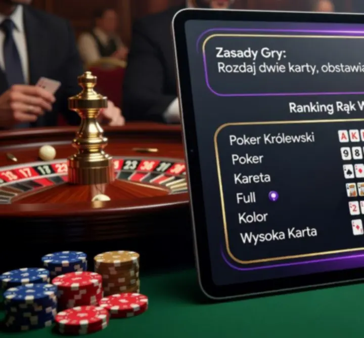 Infografika z zasadami Texas Hold'em przygotowana dla uczestników